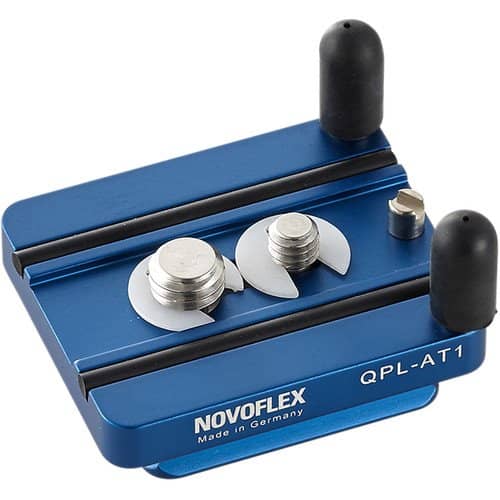 Novoflex QPL-AT1 Arca-Type Quick Release Plate for Q=Base System, 5cm Long - with 1/4-20" & 3/8" Screw, Video Pin and Adjustable Anti-Twist Pins
