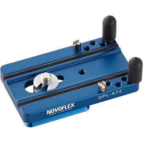 Novoflex QPL-AT2 Arca-Type Quick Release Plate for Q-Base System, 8.13cm Long - with 1/4-20" & 3/8" Screw, Video Pin and Adjustable Anti-Twist Pins